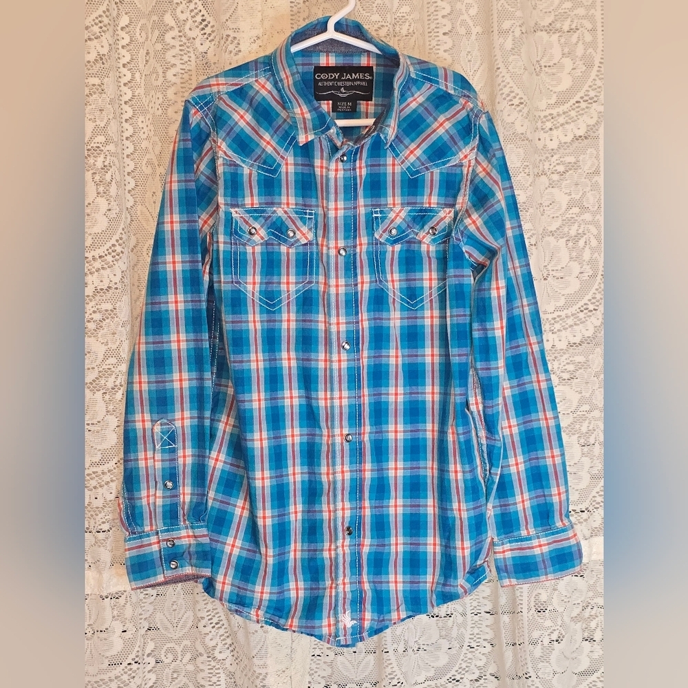 Cody James Authentic Western Apparel, Boys Pearl Snap Size Medium Long Sleeve